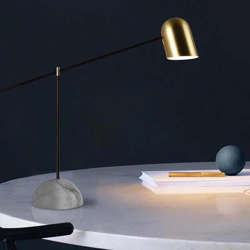 European Novelty Marble Floor Lamps for Restaurant/Parlor Elegant Suspension Lamps Metallic Luster Indoor Table Lights Fixtures