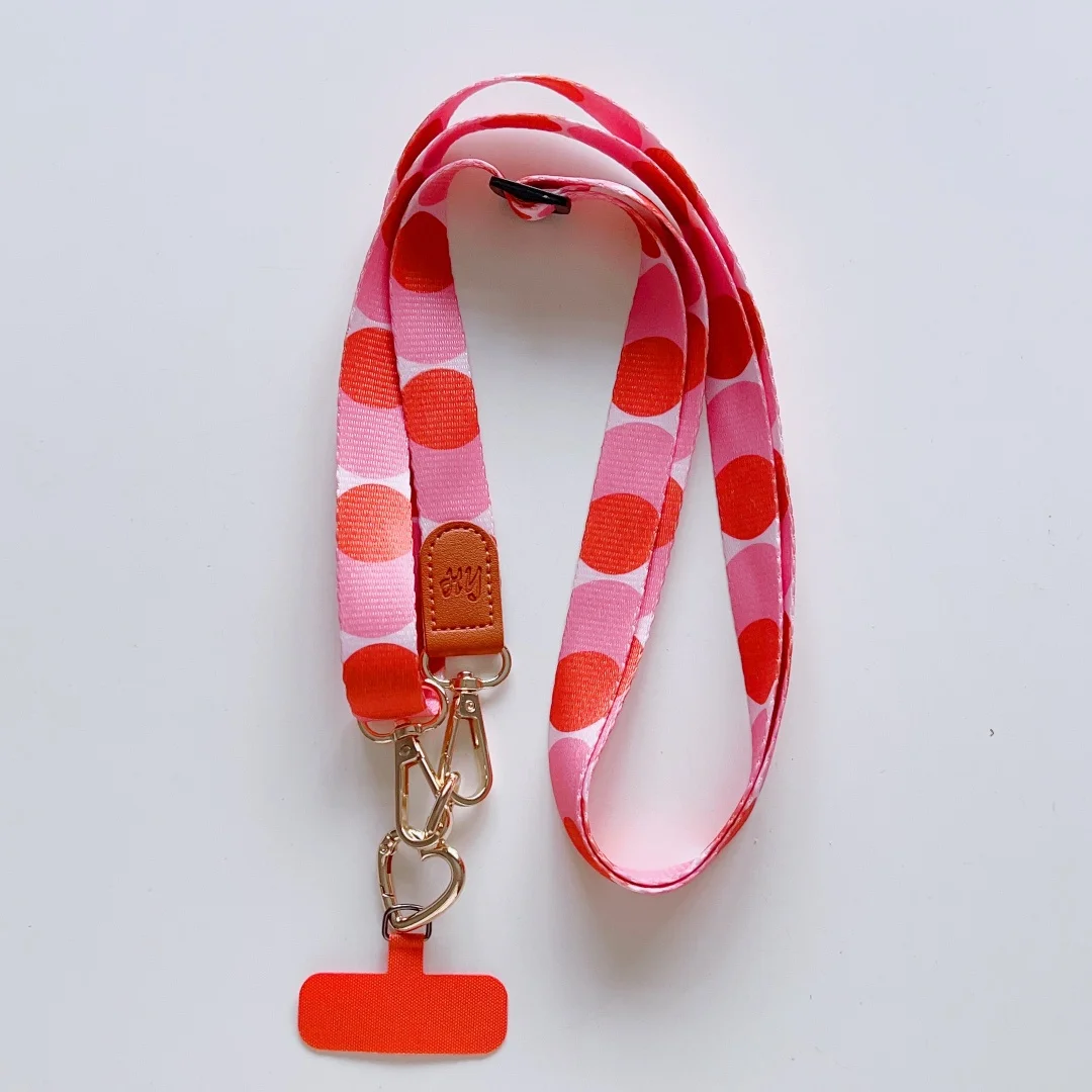 

Lanyard Long Cross-Body Straps Keychain Heart Design Wide Rope for Mobile Phone Accessories