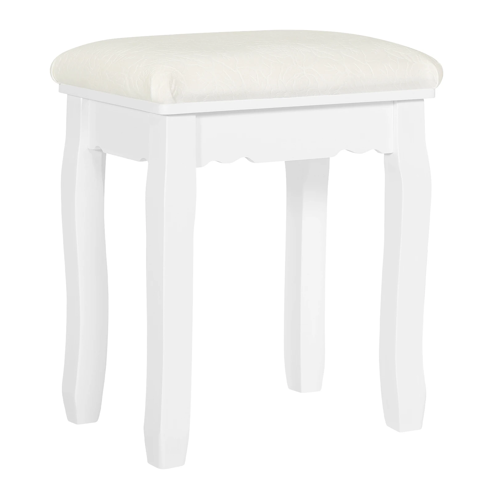 WOLTU White Dressing Stool Upholstered 38x28.5x45cm Velvet Makeup Vanity Chair Baroque Style Piano Bench Pouf for Bedroom