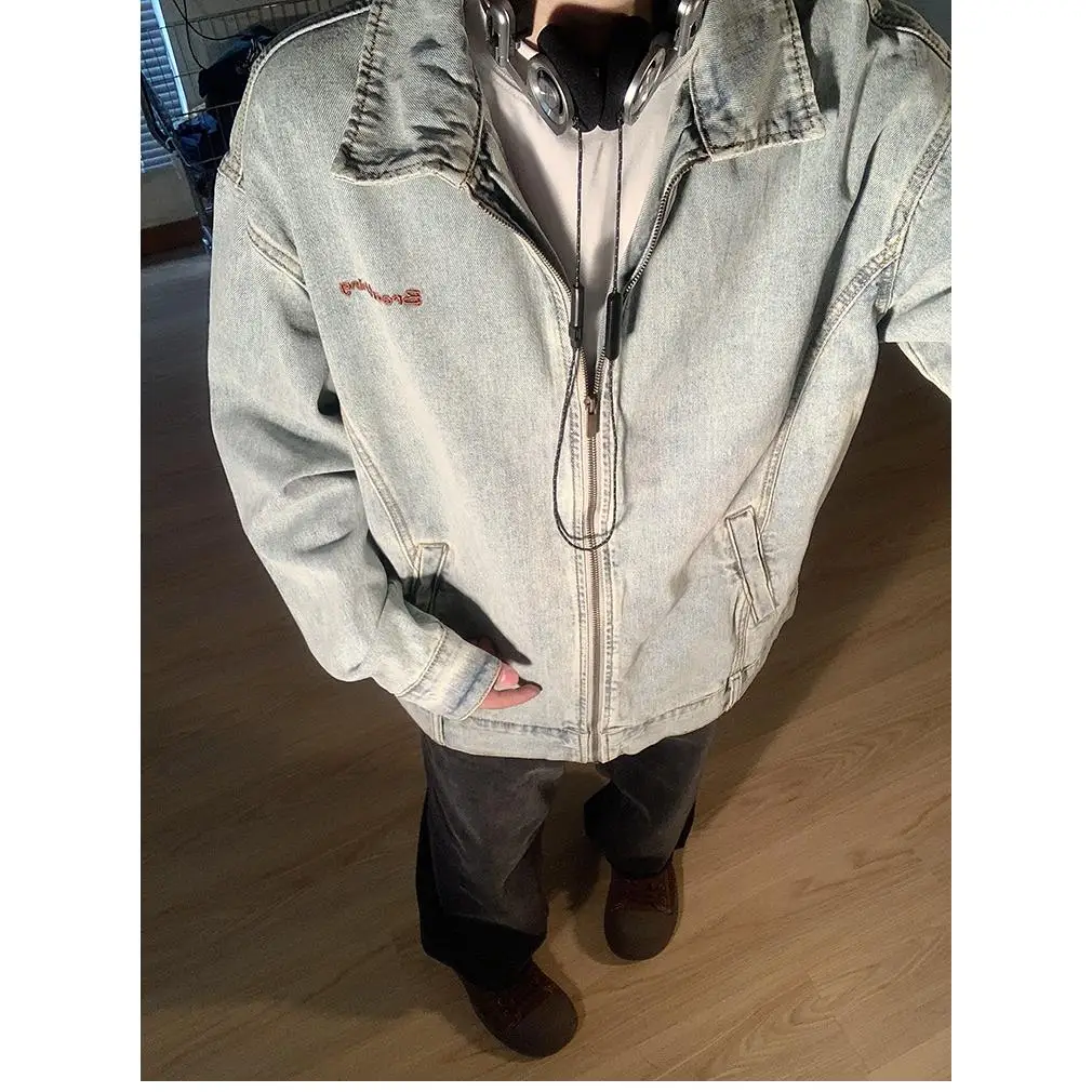 

Винтажная рабочая одежда в стиле ретро, джинсовая куртка, мужская облегающая американская одежда с подкладкой и плечами, модное высококачественное пальто INS