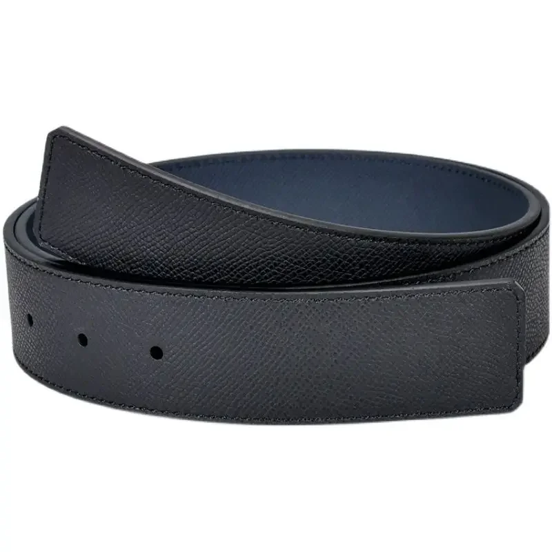 Cintura da cintura in pelle di vacchetta perforata unisex di lusso da 3,8 cm, fronte-retro, compatibile con fibbia VL, senza fibbia