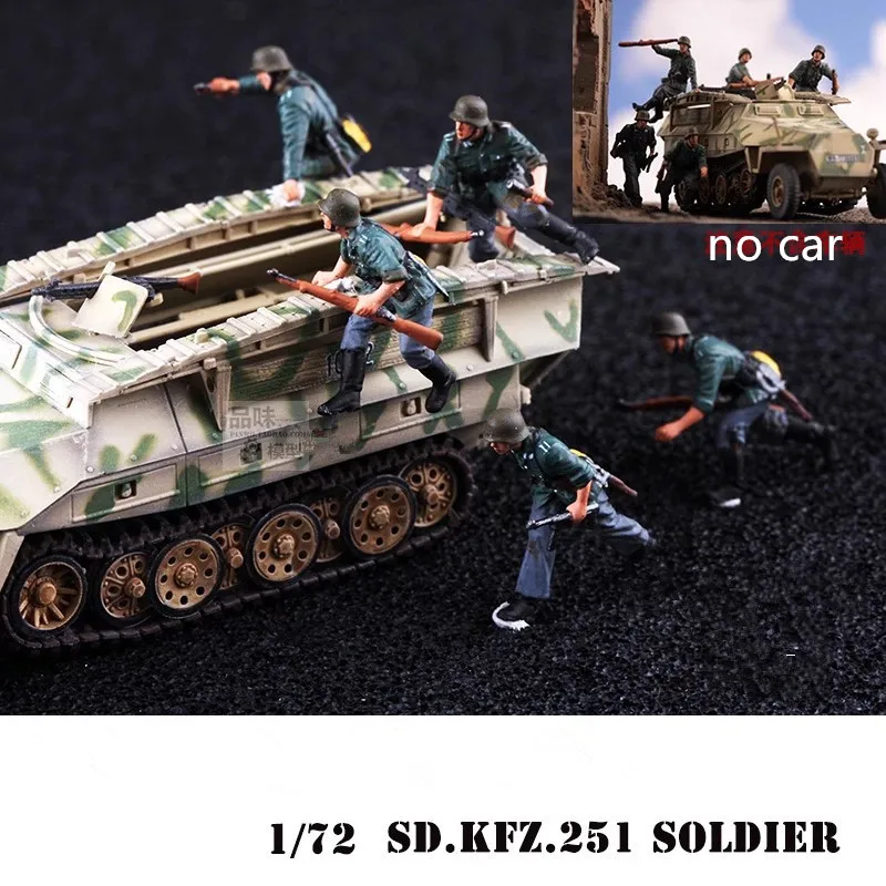 โมเดลเรซิ่นขนาด 1:72 รถทหารเยอรมัน Sd.Kfz.251 พร้อมทหารและอุปกรณ์ประกอบฉาก ของสะสม ตุ๊กตาโชว์