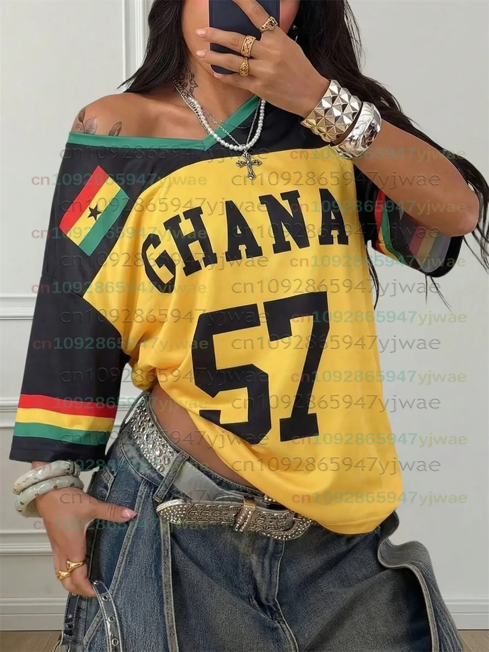Ghana Team Jersey Authentic Ghanaian Team Fan Style Men's Women's Suitable For Training And Competition Suitable For All Seasons