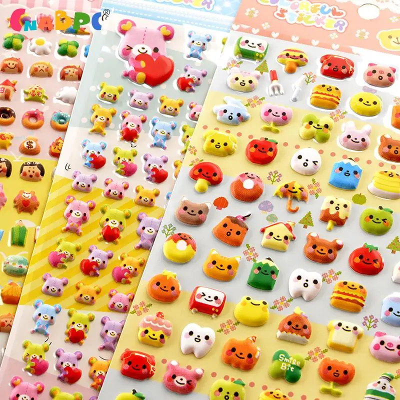 Mini Animal Stereoscopic 3D Bubble Sticker for Kids Boys Girls DIY Toy Scrapbooking Puffy PVC Stickers Children\'s Gift 22x9.5CM