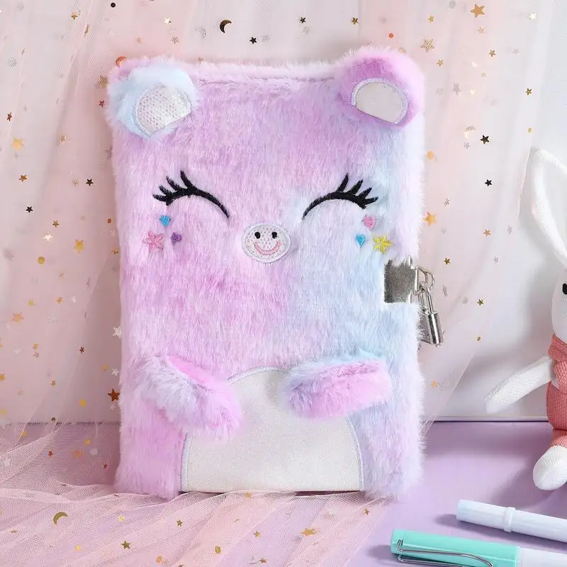 Lock Journal Lovely Cat Plush Lock Diary With Key A5 Lock Diary Protected Notebook Planner Organizer For Girls Women Gifts
