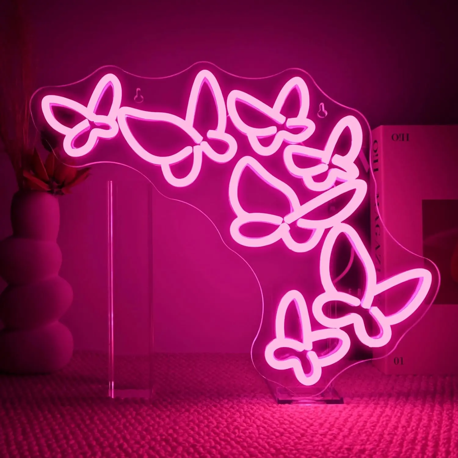 

Butterfly Neon Sign USB Powered Pink LED Lights for Bedroom Weddings Parties Valentine's Day Dirthday Women Gifts