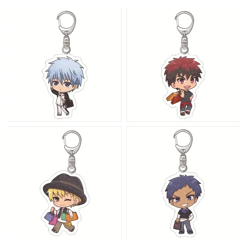 Kuroko\'s Basketball Anime Figures Kuroko Tetsuya Kagami Taiga Acrylic Keychains Aomine Daiki Q Version Character Keyring Pendant