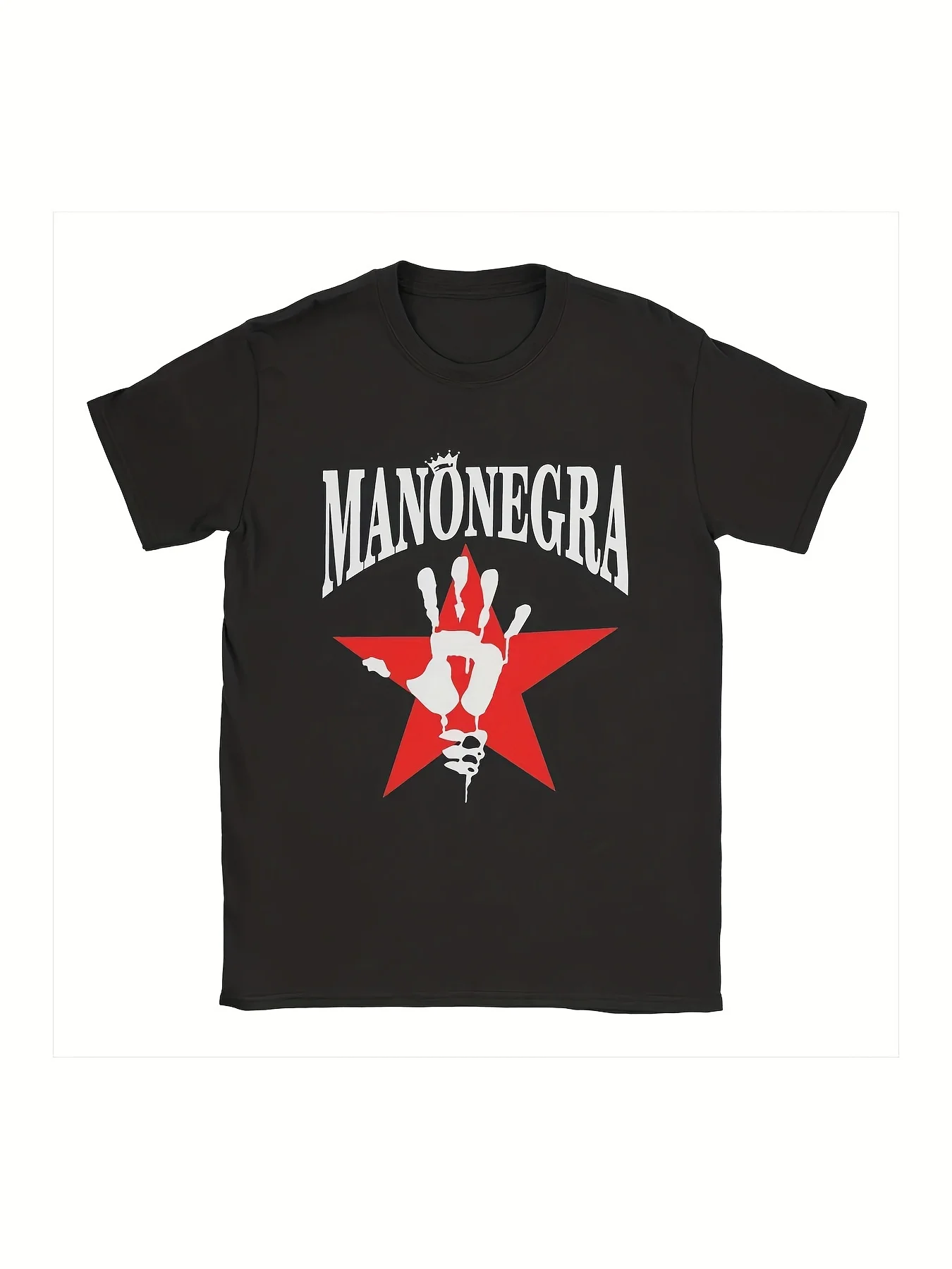 Fun Tees Short Sleeve Crewneck T-Shirt Cotton Plus Size Clothing Mano Negra French Rock Band Men's T Shirt Harajuku Oversized 22