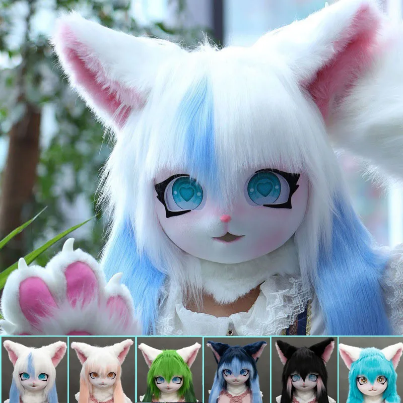 Kawaii Fursuit Kigurumi Headset Furry Cosplay Head Base Comiket Furries Rubbit Doll Cat Doll Kig Animal Cosplay Costume