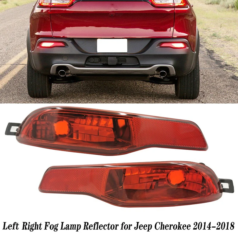ジープチェロキー2014-2018用ledリアバンパーテールブレーキリフレクターストップシグナルフォグライト-68102877ad-交換用