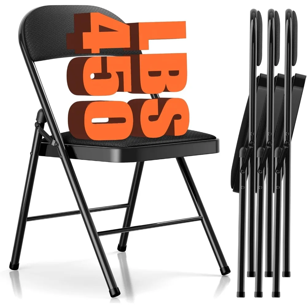 

Folding Chairs with Cushion - Foldable Chairs 4 Pack Heavy Duty Steel Frame, 450lb Capacity Padded Seats for Indoor/Outdoor Part