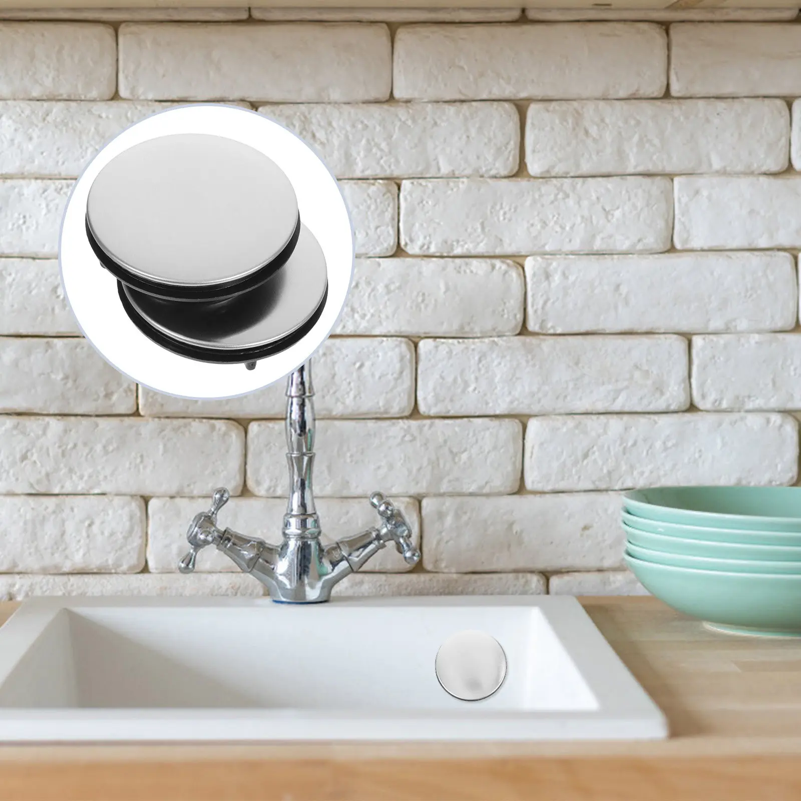 

2Pcs Faucet Hole Cover for Sink Stainless Steel PP Material 31-40Mm Size Easy Fit Sealing Performance Keeps Kitchen Clean Sink