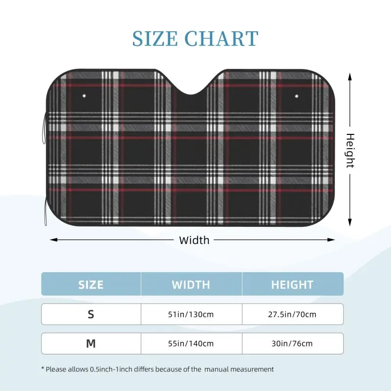 GTI Tartan Car Windshield Sunshade Foldable Front Window Sun Visor Protector Foldable Uv Ray Reflector Universel for Sedan Truck - view 6