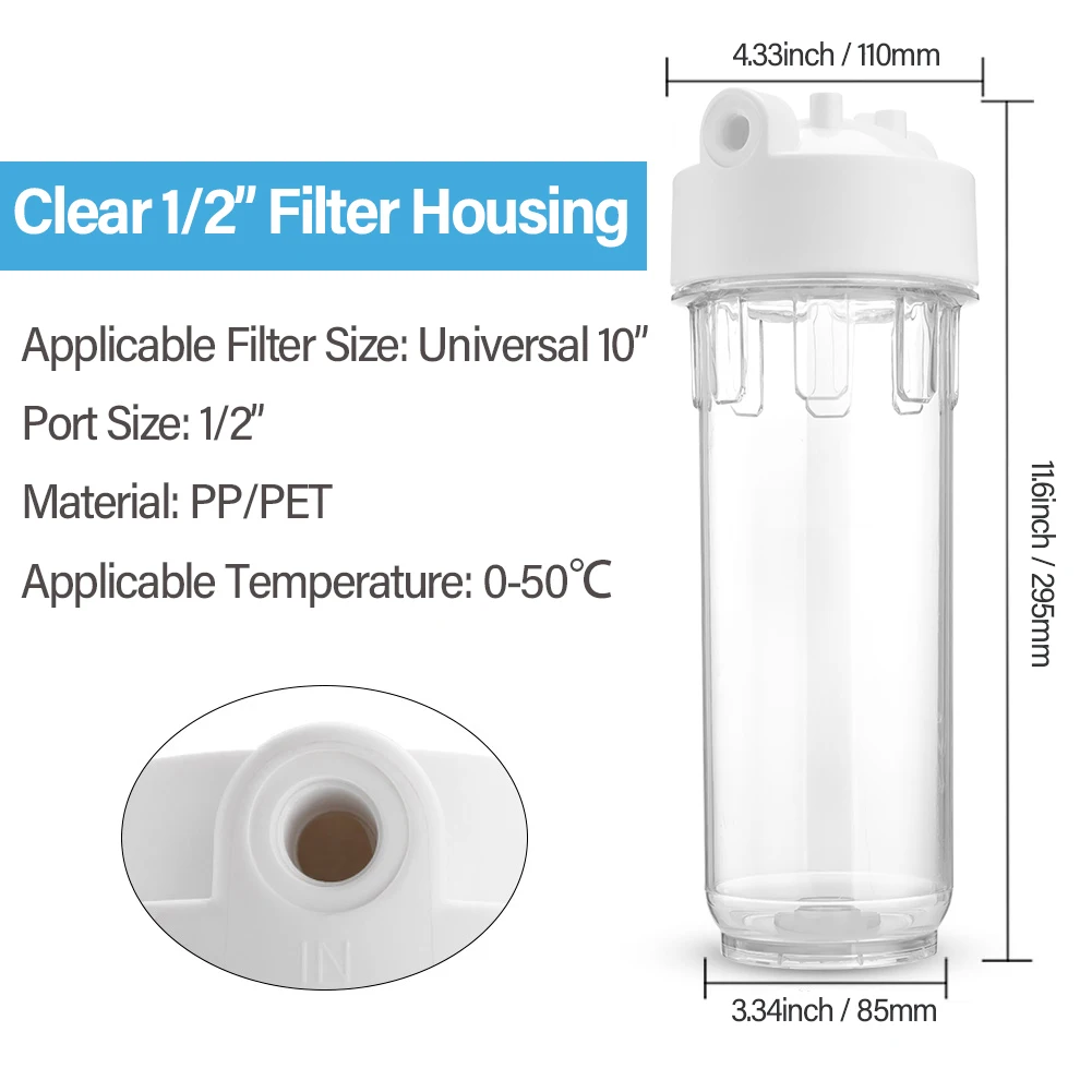 1 Water Purifier Set: 10-inch water purifier filter bottle, filter element and installation accessories, universal pre-filter, s