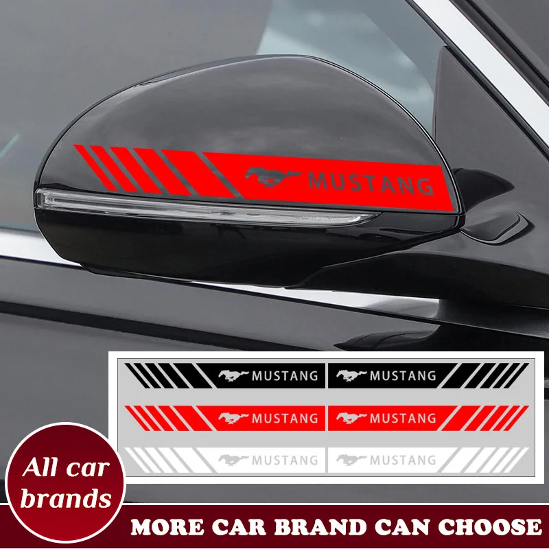 For Ford Mustang Universal Big Shelby GT 2015-2022 2PCS Vinyl Car Rearview Mirror Sticker Auto Side Body Stripe Decal Decoration
