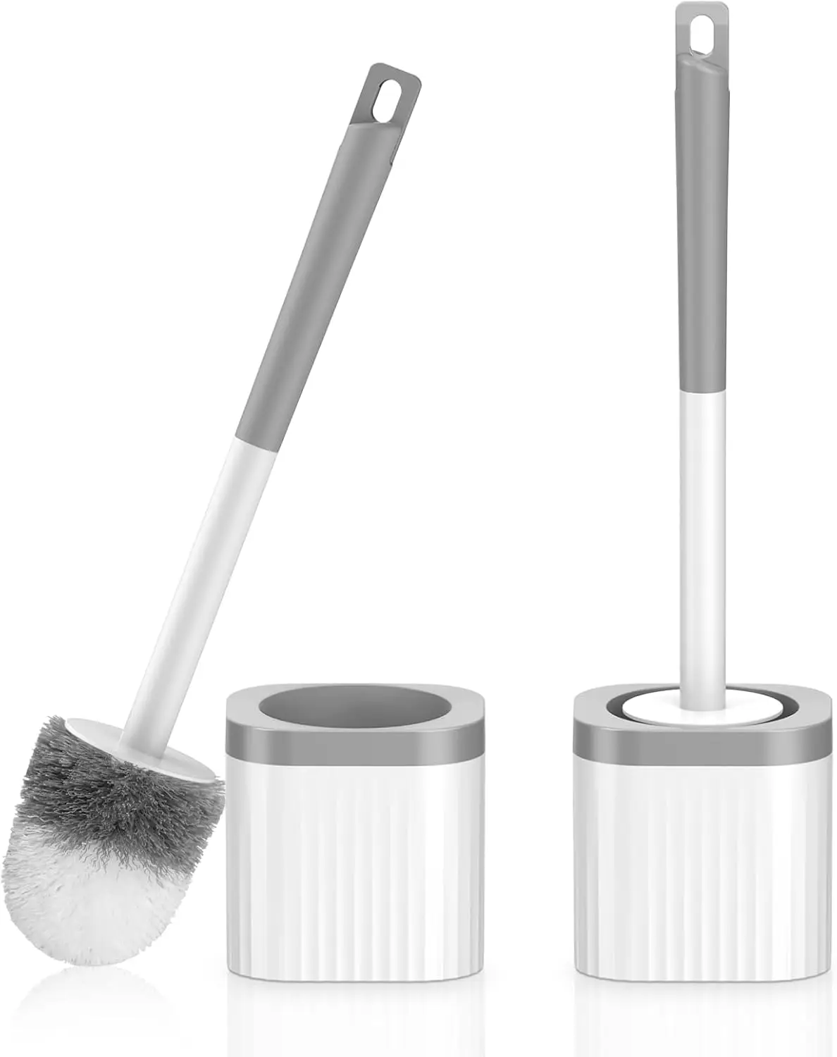 

Toilet Brush Set with Holder, 2-Pack Compact Design and Hidden Storage for Bathroom Cleaning, Durable Nylon Bristles and