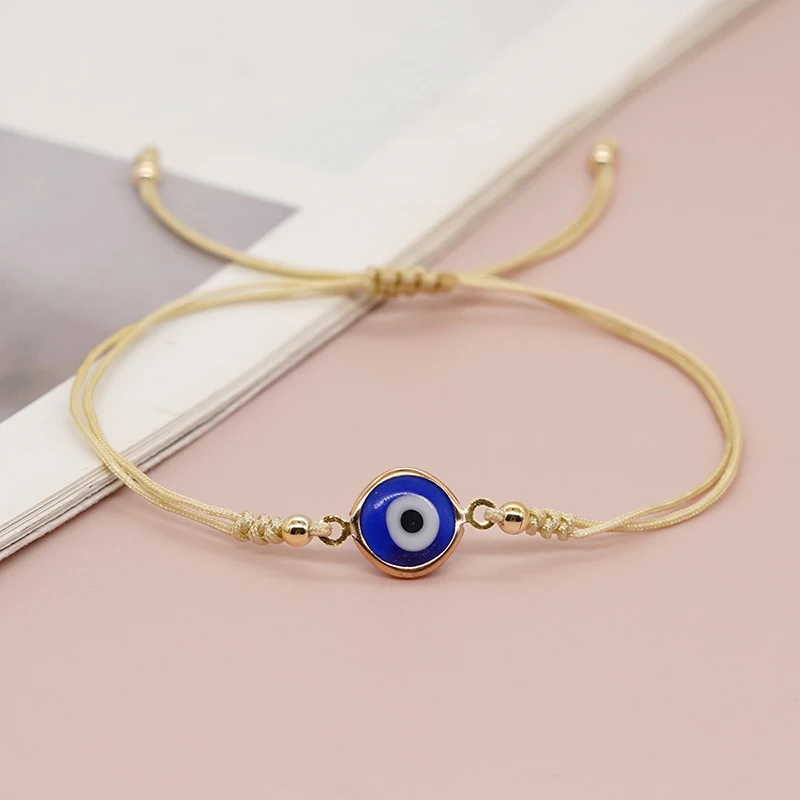 Vintage Bohemian Style Glass Enamel Evil Eye Woven Rope Friendship Adjustable Bracelet For Women Men Kids Jewelry Party Gift