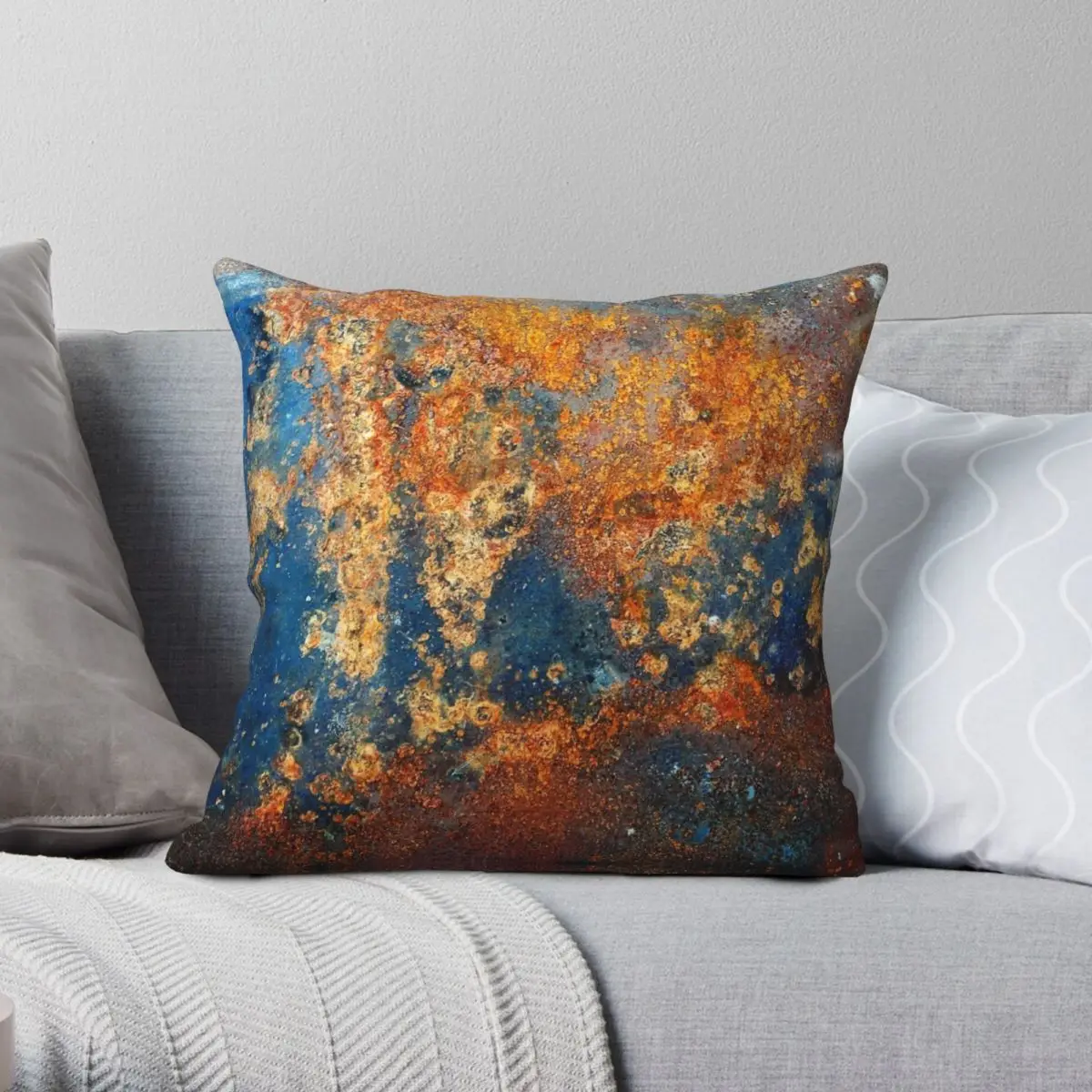 Autumnal Industrial Metal Rust Square Pillowcase Polyester Linen Velvet Creative Zip Decorative Sofa Cushion Cover Wholesale 18