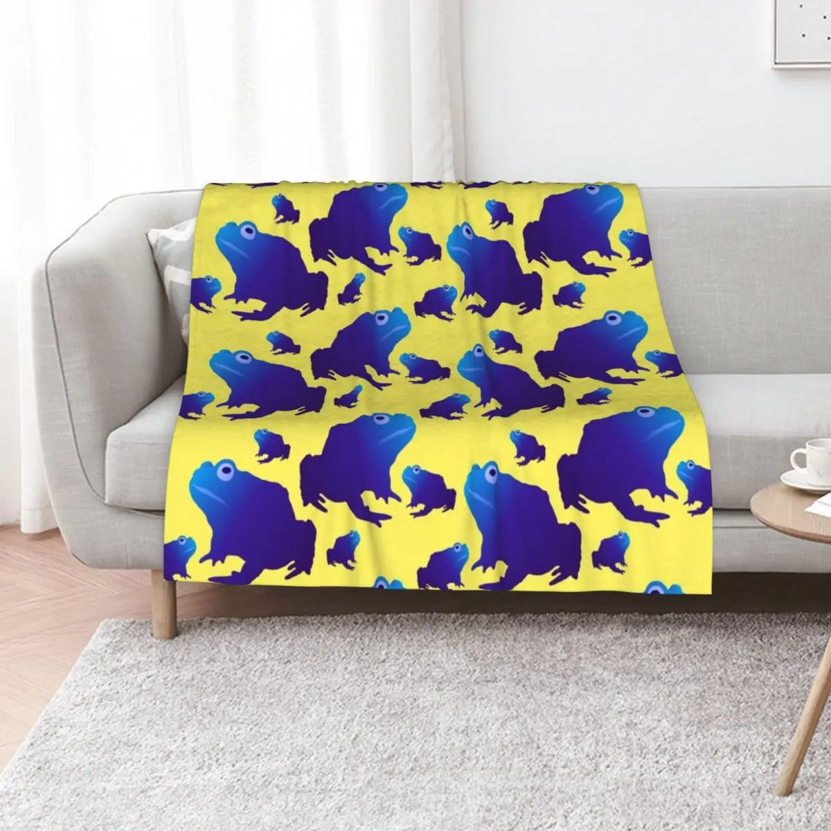 Blue Toad Pattern (on yellow) Throw Blanket For Sofa Thin Decorative Throw warm winter Beach Soft Beds anime Blankets