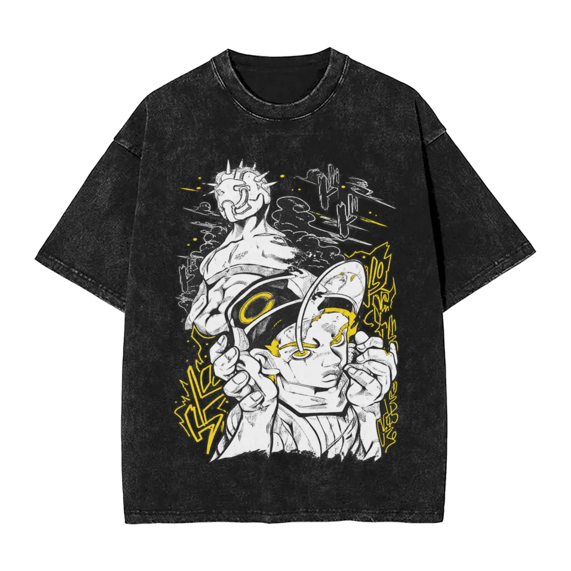 Jojo's Bizarre Adventure Johnny T-Shirt for Men O Neck 100% Cotton Washed T Shirt  Short Sleeve Tee Shirt Plus Size Clothes