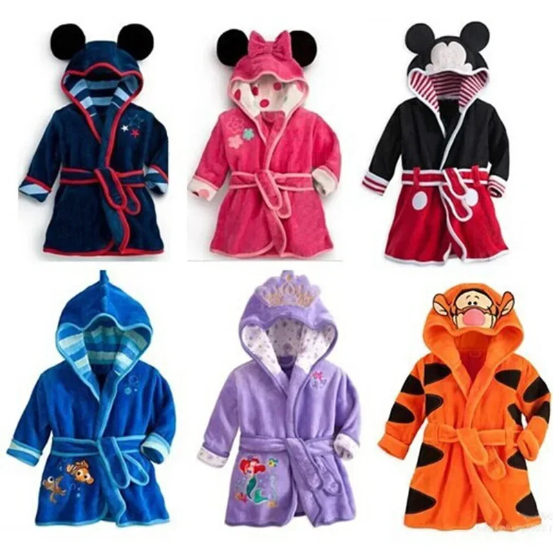 Boys and Girls Bathrobe Children Cartoon Bathrobe Home Nightgown Flower Girl Robe Sleepwear Batas De Baño Para Niñas ملابس النوم