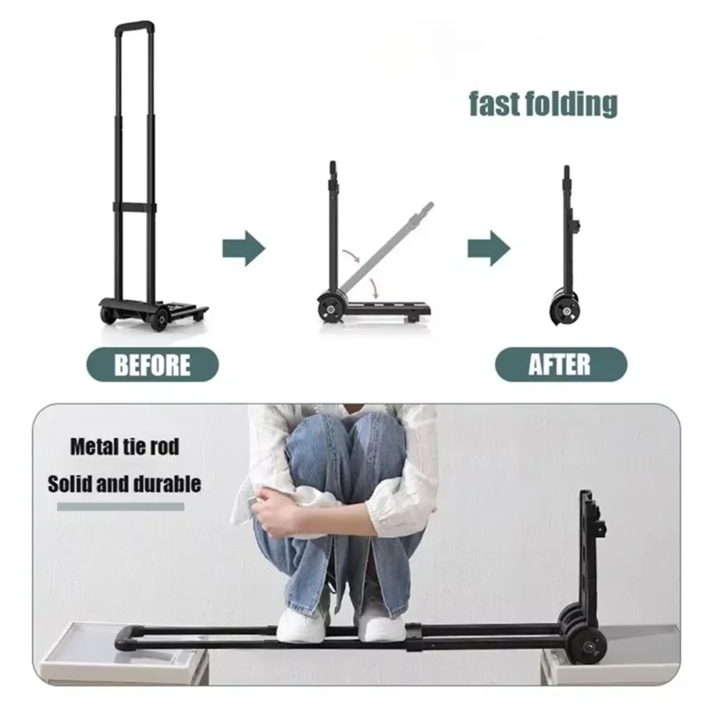 F-T Sturdy Folding Hand Truck, Portable Luggage Cart, Utility Hand Truck For Shopping, Household & Trailers