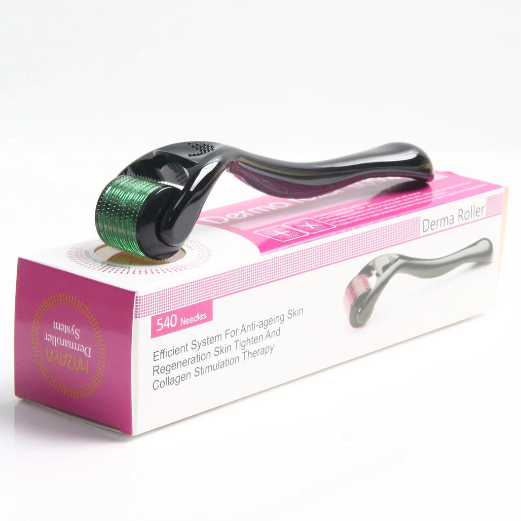 Derma Roller System 540 aiguilles pour cheveux et soins de la peau noir vert 1/5 pièces outil d'aiguille du cuir chevelu pour la thérapie de beauté