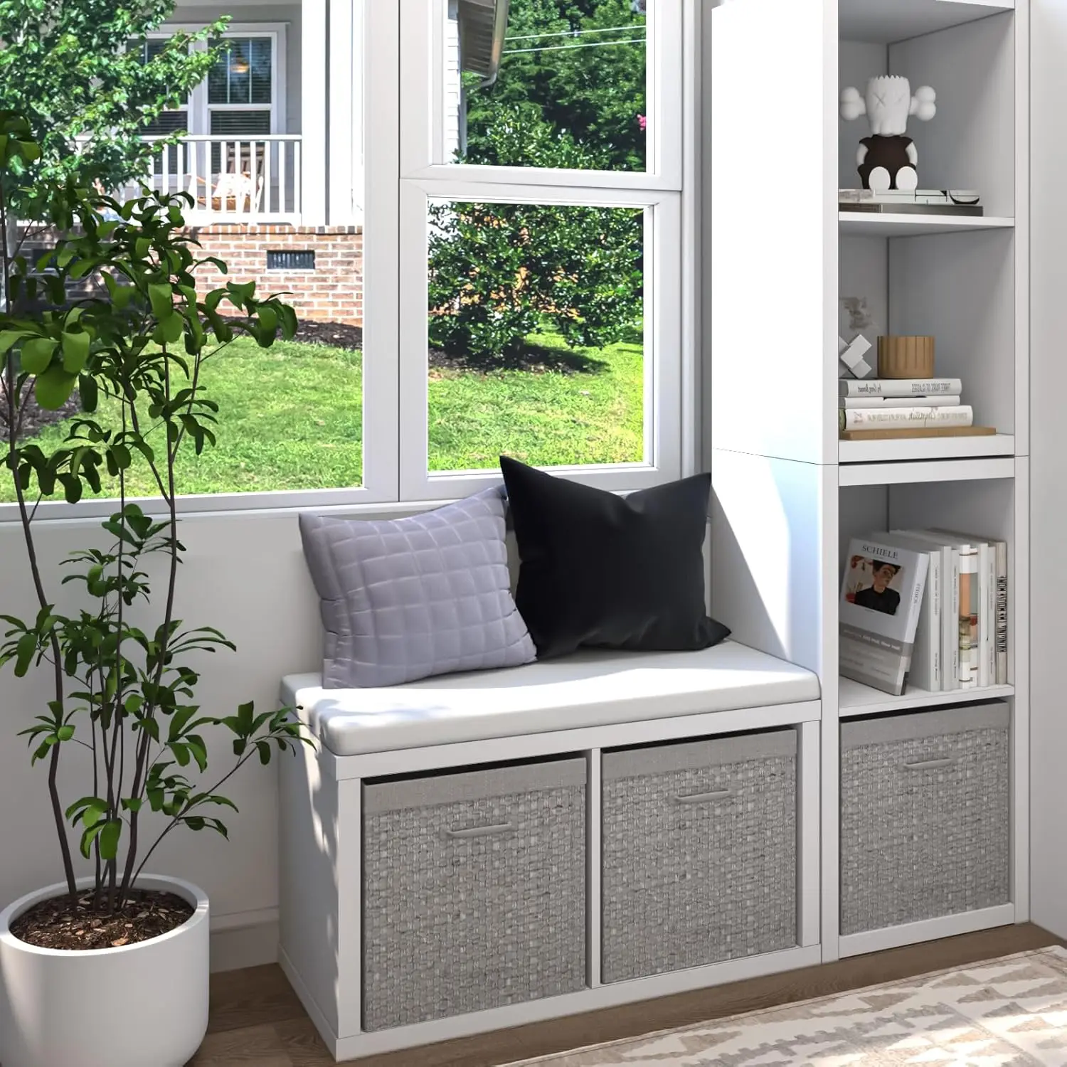 【2026 Wooden Thick Border 2 Cube Shelf Storage Organizer with Anti-Tipping Kits + Reversible Open Back Bookcase (11 * 1
