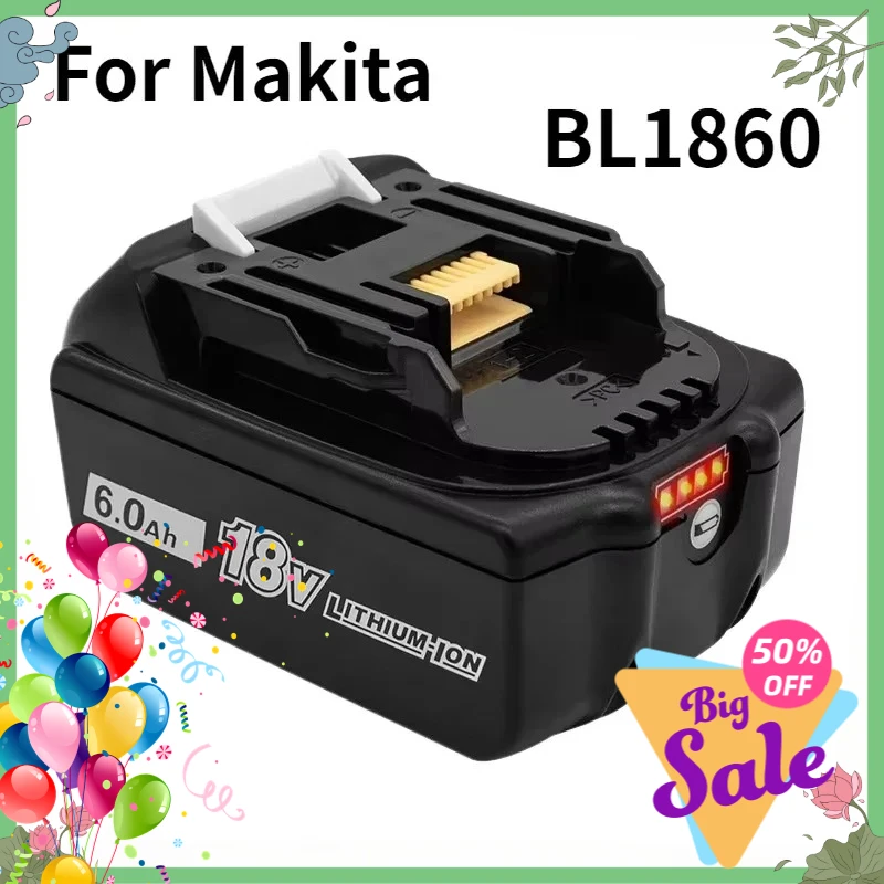 SWZY For Makita BL1860 BL1850B BL1850 BL1840 BL1830 Replacement Power Tool Batteries 18V 3.0/4.0/5.0/6.0Ah Rechargeable Battery