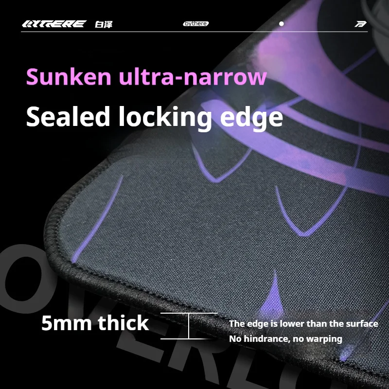 Bythere Qimeng لوحة ماوس للألعاب أنيمي الأصلي التوضيح الأرجواني ستار سطح أملس 5 مللي متر قاعدة مطاطية FPS Esports لوحة ماوس كبيرة