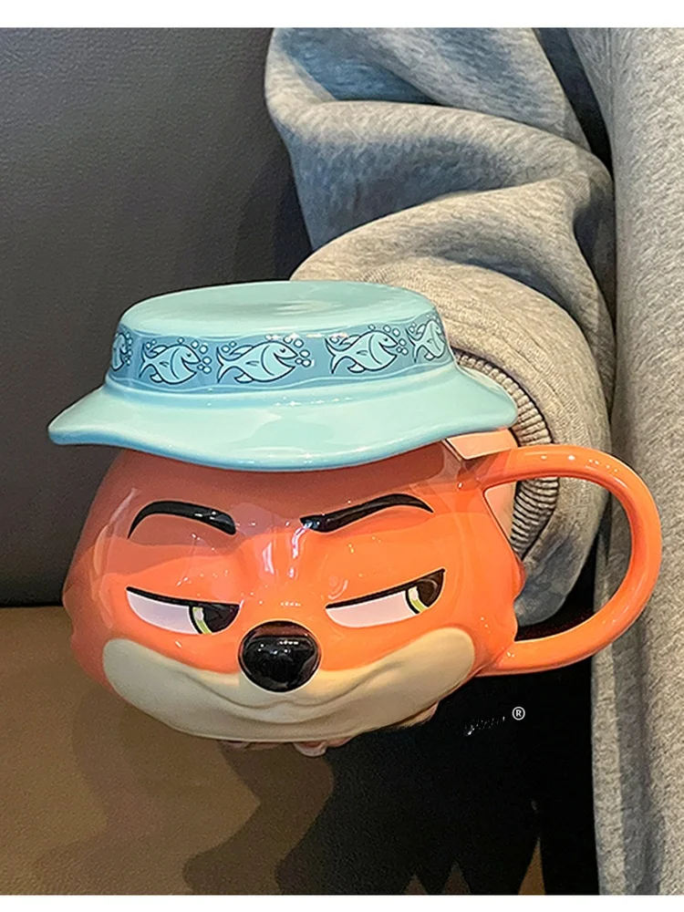 ceramic-mug-with-lid-for-office-use-birthday-gift-for-women-cartoon-animal-city-nick-large-head-cup-handmade-crafted