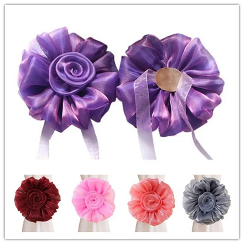 

1 Pair Lace Flower Buckle Bundle Belt Window Curtain Accessories Decoration