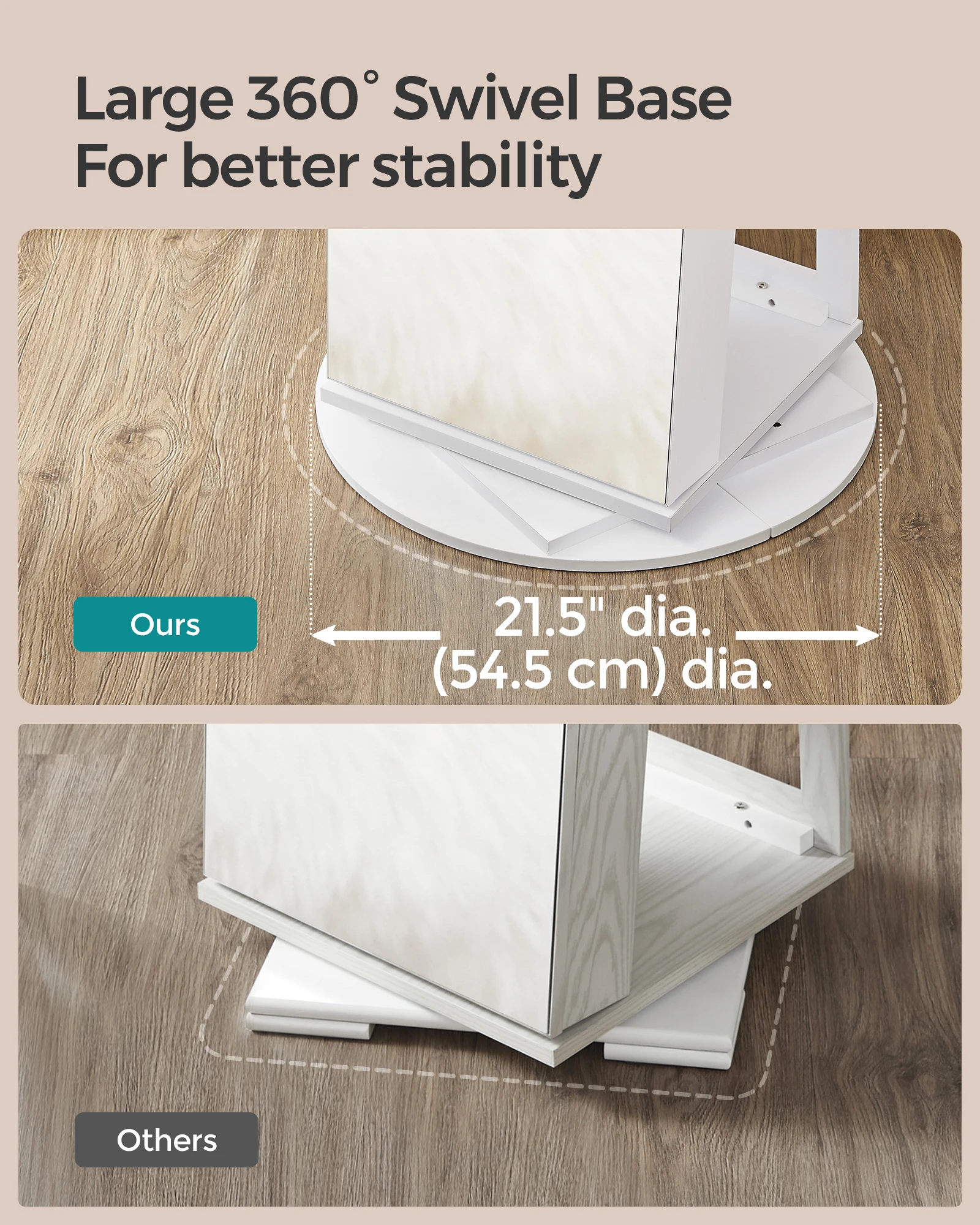 SONGMICS-خزانة مجوهرات بمرآة قابلة للقفل ، منظم ، خزانة ملابس قائمة ، مجوهرات دوارة ، 6 مصابيح ليد #2