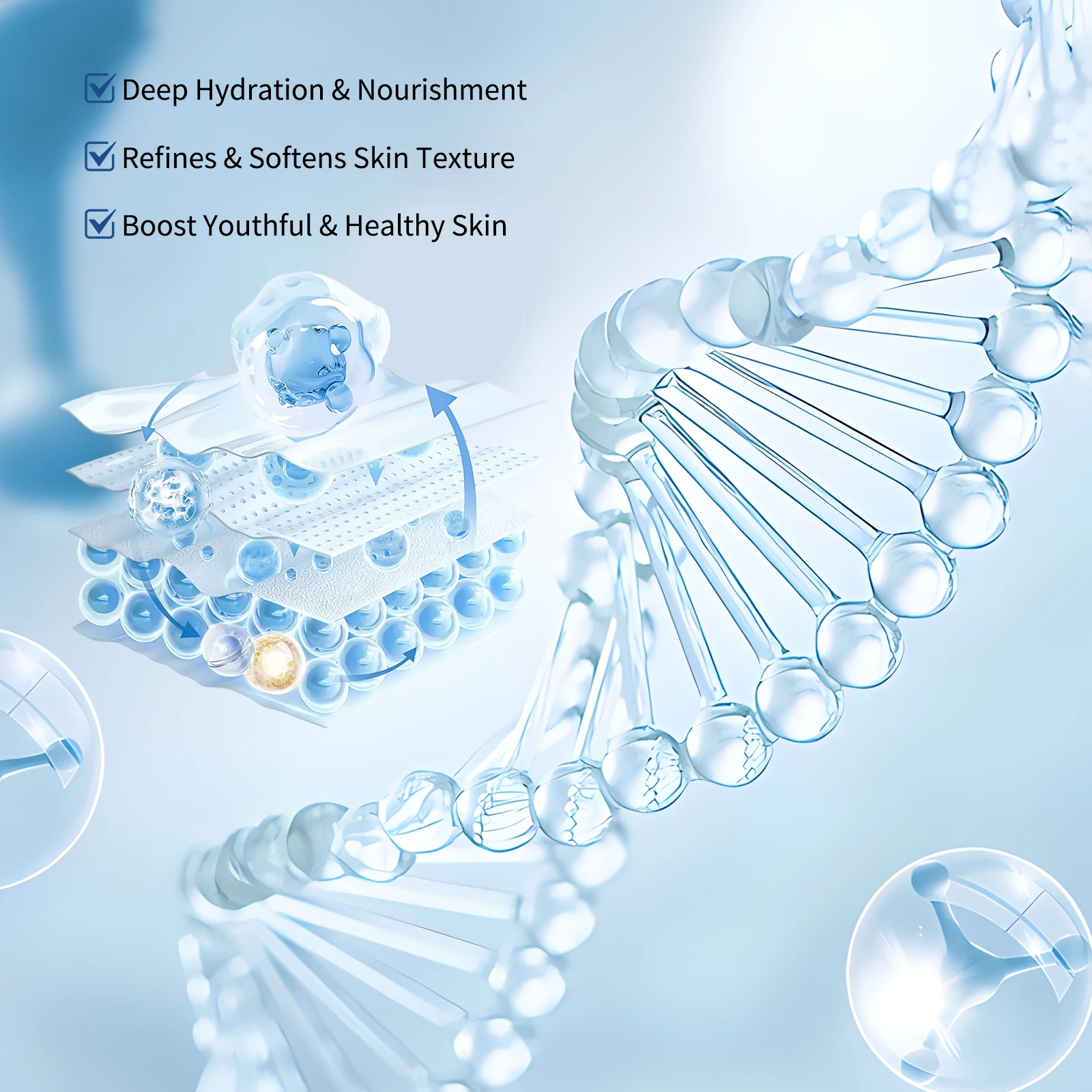 GROEI-mascarilla en polvo de ácido hialurónico con espátula, incluso el tono de la piel, aumenta la elasticidad Facial, tratamiento Facial iluminador e hidratante