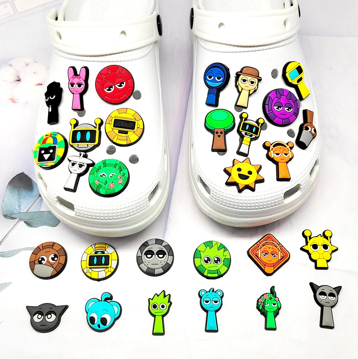 

1/30pcs Popular Game Character Shoes Charms Sun Tree Colorful PVC Buckle Decorations Fit Kids Birthday Gifts