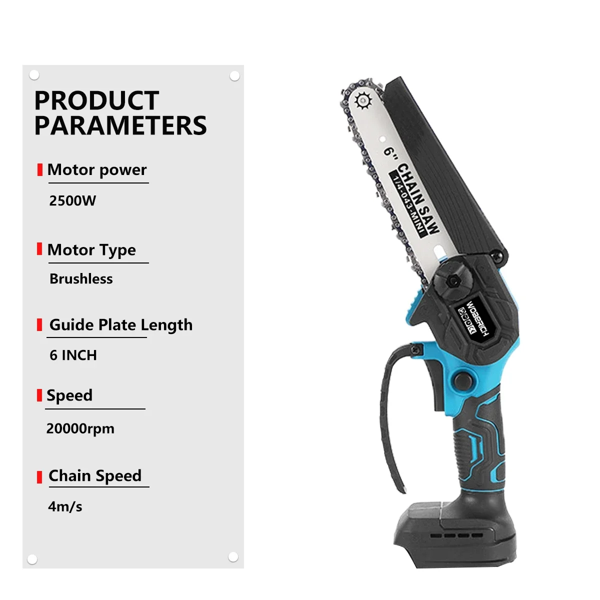 Brushless Mini Electric Chain Saw Cordless Woodworking Garden Power Tools Home Logging Cutter (No Battery) For Makita 18V