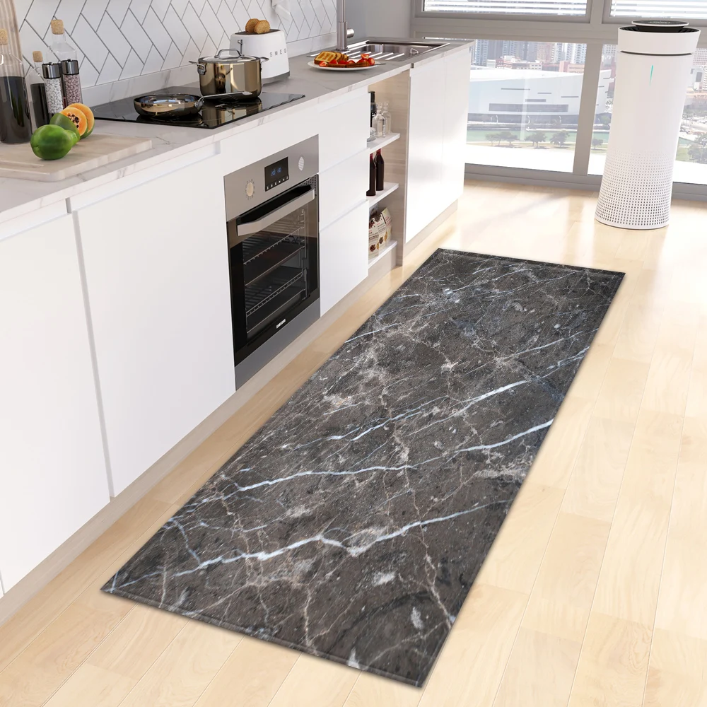 Custom Marble Kitchen Carpet Home Bathroom Entrance Doormat Living Room Floor Decoration Rugs Bedroom Hallway Anti-Slip Long Mat