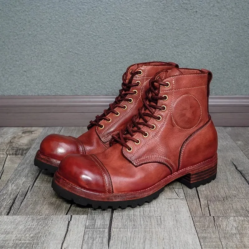 New Retro Uglybros TG006 Motorcycle Boots Cowhide Motorbike Road Riding Botas Men Paratroopers Zapatos