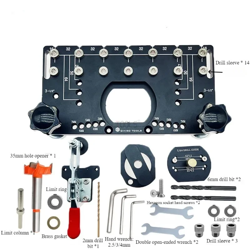 Woodworking Hinge Drilling Tool Set Aluminum Alloy Hinge Drilling Positioning Auxiliary Tool Straight Hole Template Hardware