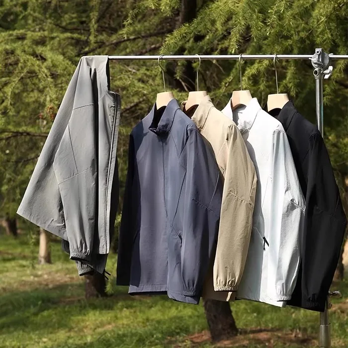 

Мужская уличная куртка с защитой от солнца UPF50, легкая, дышащая, с 3D-кроем, воротником-стойкой, на молнии, для весны и лета, с длинными рукавами