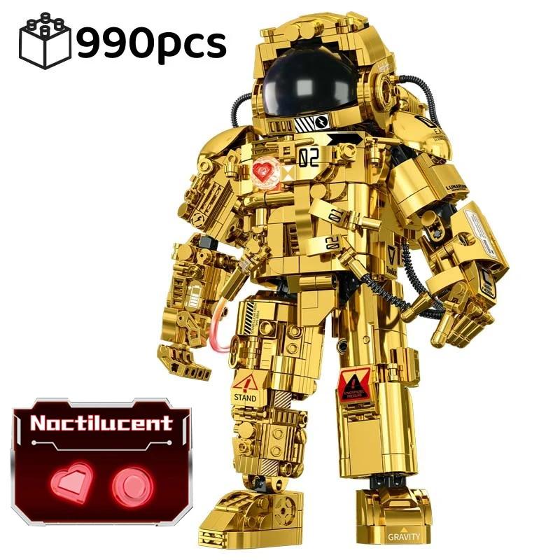 

Space Gold Astronauts Building Blocks Machinery Spaceman Exploring Adventure Model Bricks Educationa Assembly Toy Kid Gift