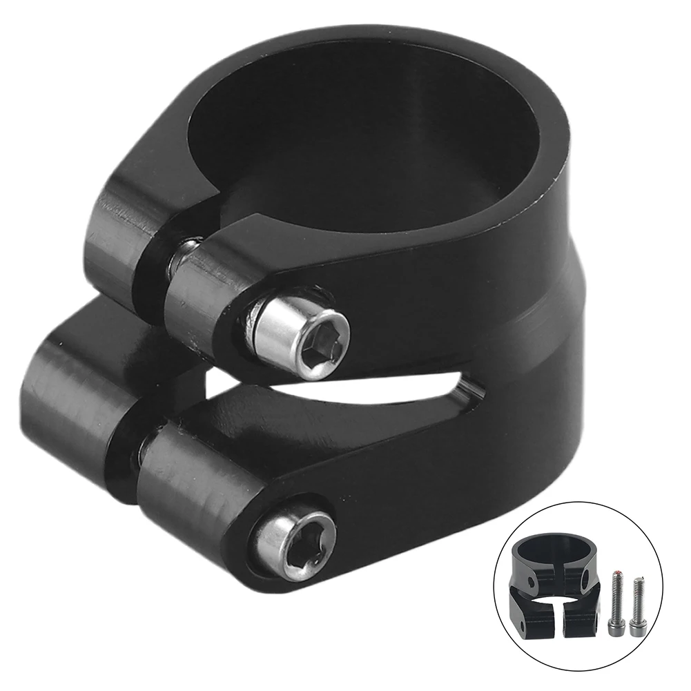 For 25.4mm Seatpost Bike Seatpost Clamp Black Double Layer Aluminum Clamp Lower Layer Fixation Upper Layer Fixation