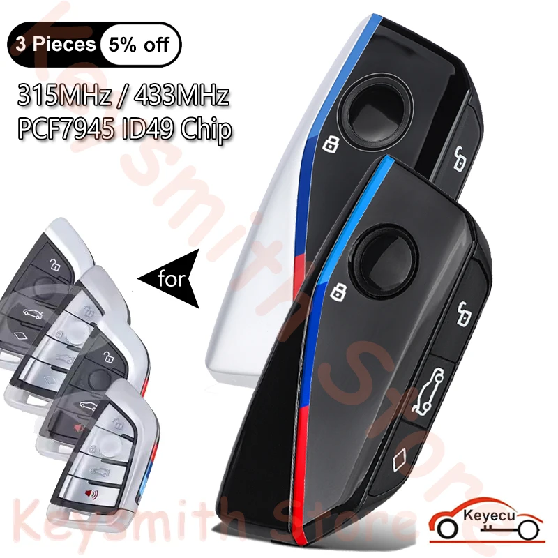 

KEYECU 4 Buttons 315MHz 434MHz ID49 Chip for BMW X5 X6 2014 2015 2016 2017 2018 2019 Auto Modified Smart Remote Control Key Fob