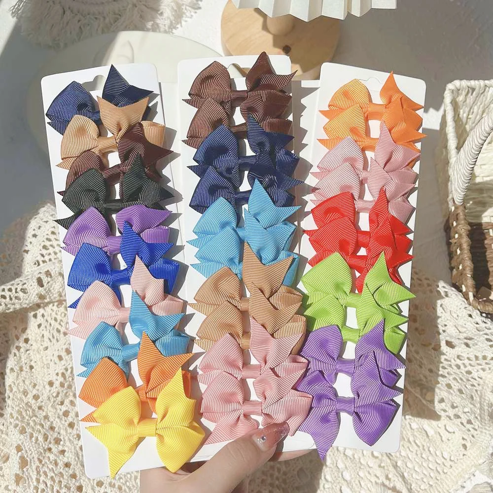 10 Teile/satz 2,4'' Bunte Ripsband Bögen Haar Clips Nette Mädchen Bowknot Haarnadeln Barrettes Kinder Headwear Haar Zubehör