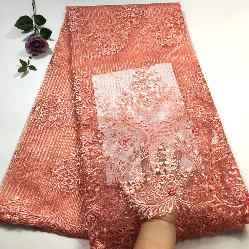 Nigerian Lace Fabric 5 Yards African Lace Fabric 2024 Latest High Quality French Lace Fabric for Women Wedding Dresses M1932