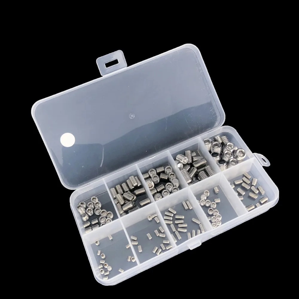 220pcs Screws Assortment Kit Metric Hex Socket Head Headless Screw Internal Cup Point Screw Set for Door Handle Bathroom Garage