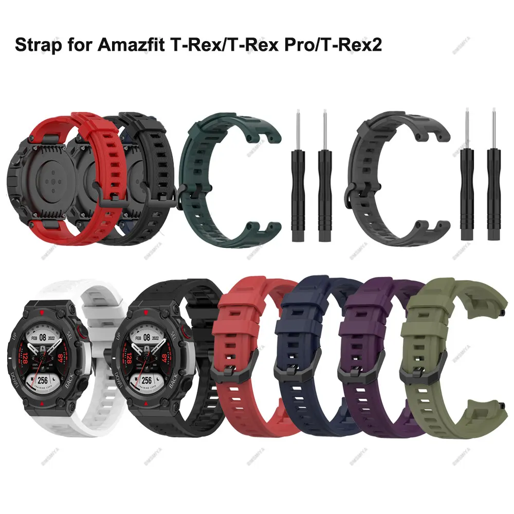 1PCS ซิลิโคนสําหรับ Huami Amazfit T Rex Pro นาฬิกาสายรัดข้อมือสําหรับ Amazfit T Rex 2 กีฬา Watchband เข็มขัด Correa