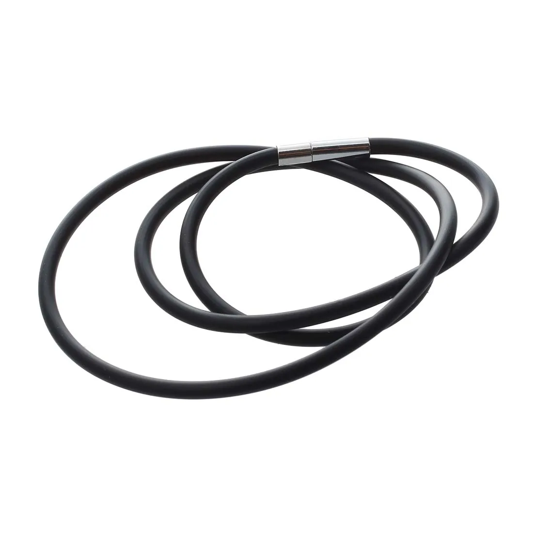 ABQR 19.75 Inch 3mm Fashion Rubber Cord Necklace with Stainless Steel Closure - Black