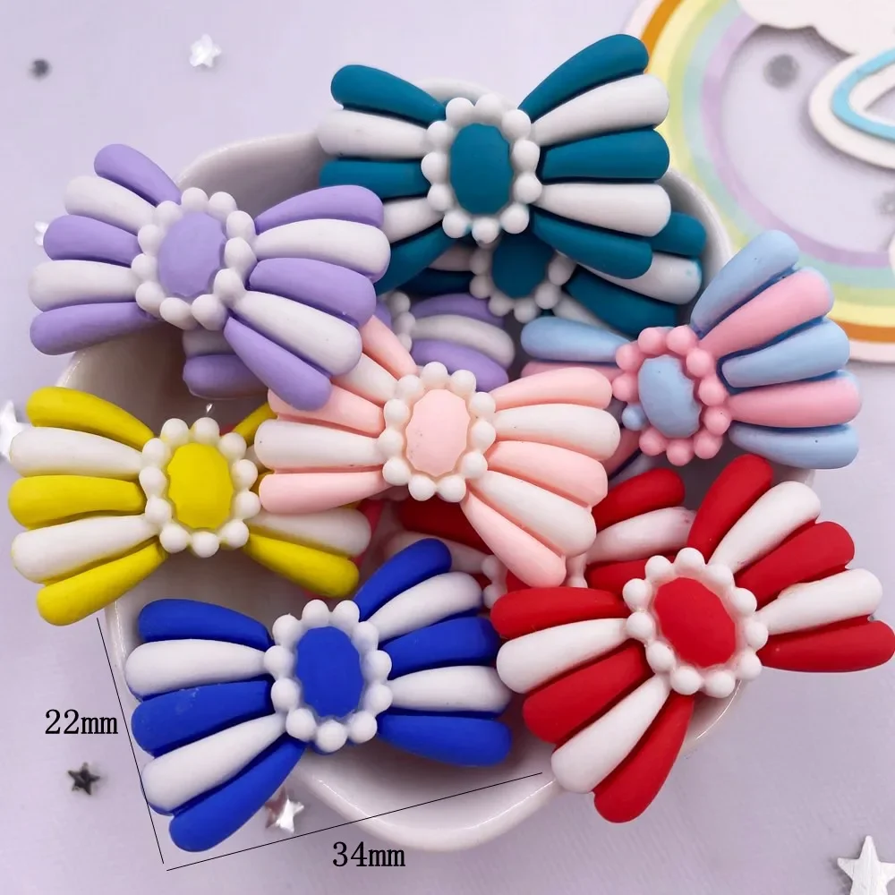 10 pz resina carino striscia colorata Bead Bowknot Flatback Cartoon Christmas Figurine Scrapbook fai da te Home Decor Bow Crafts M312