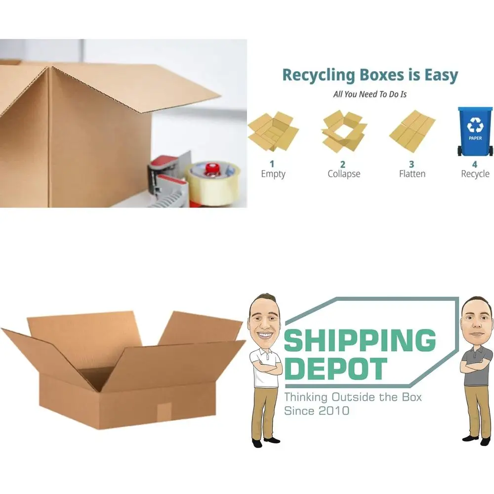 

50-Count 15x15x4 Inches Corrugated Cardboard Boxes for Shipping, Packing, and Moving